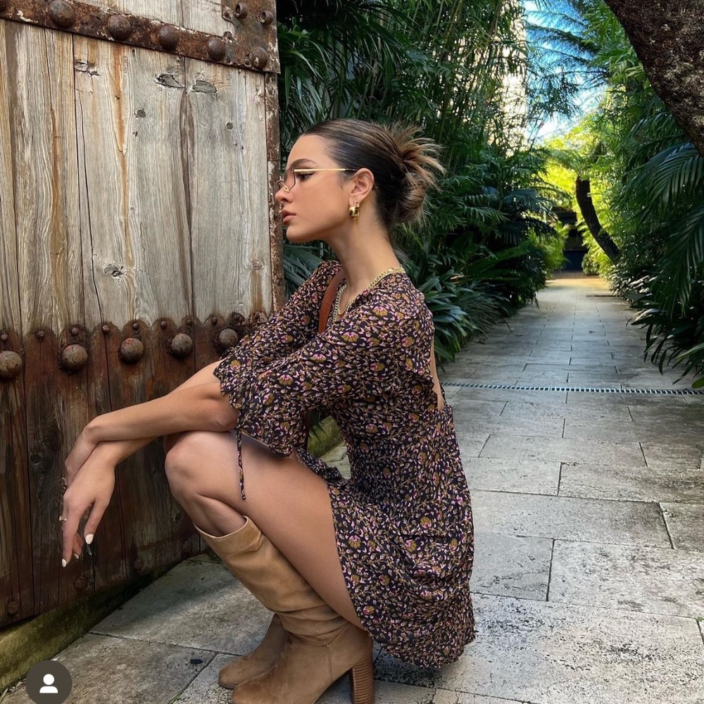 Auguste Eva Celeste Mini Dress in Small size 4 (brown floral Australian brand)